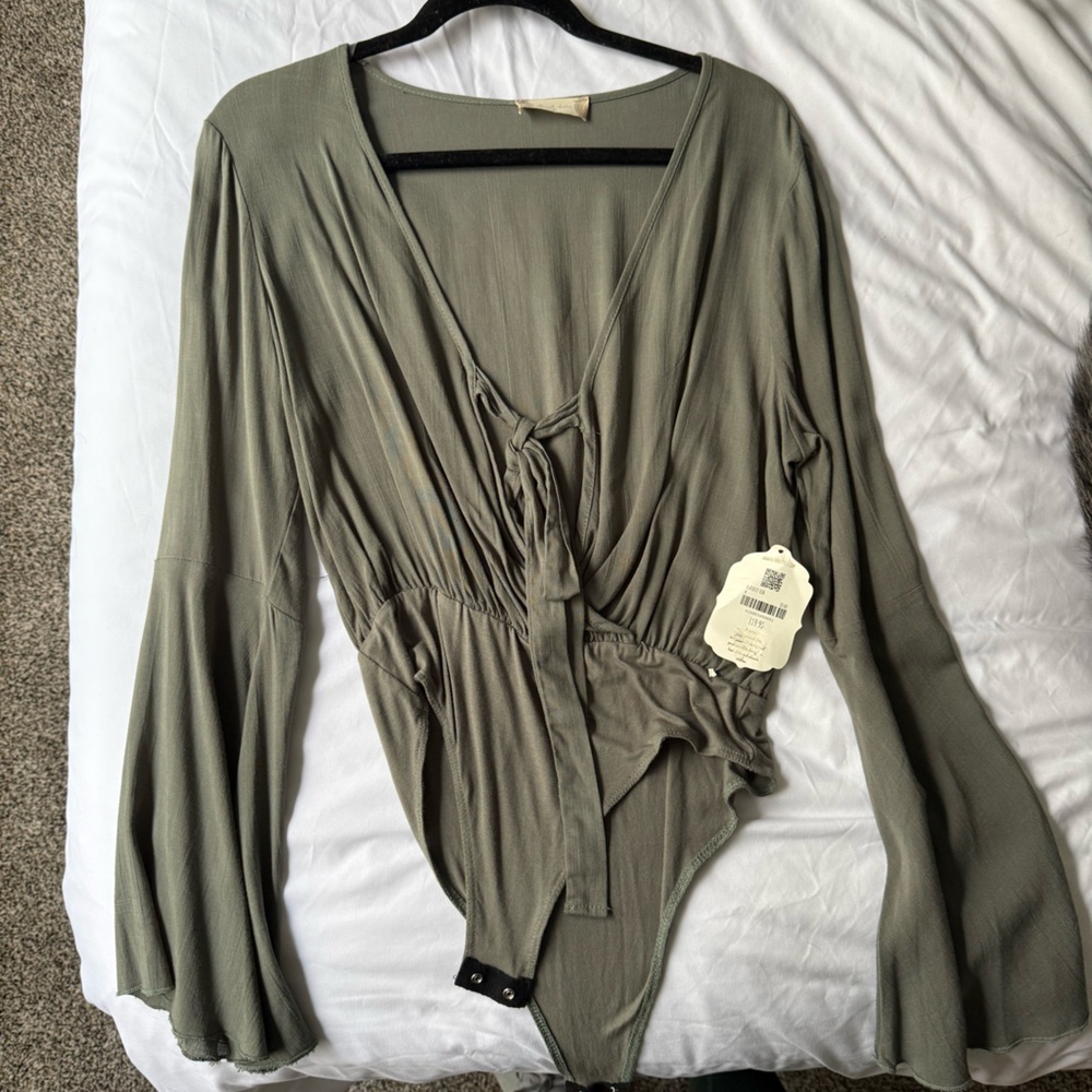 Altar’d State Olive Green Long Sleeve Blouse